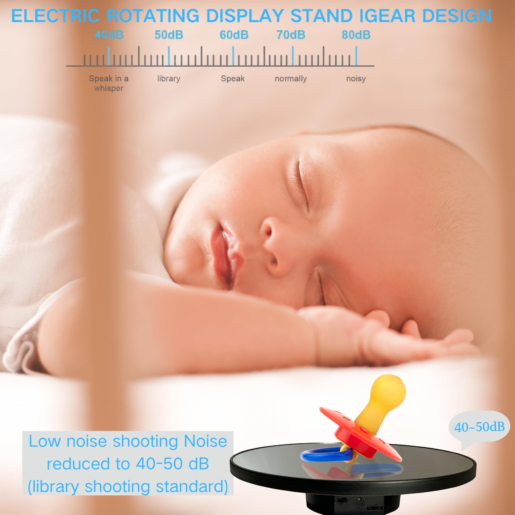 JAYEGT low-noise rotation system suited for quiet photoshoots and video.