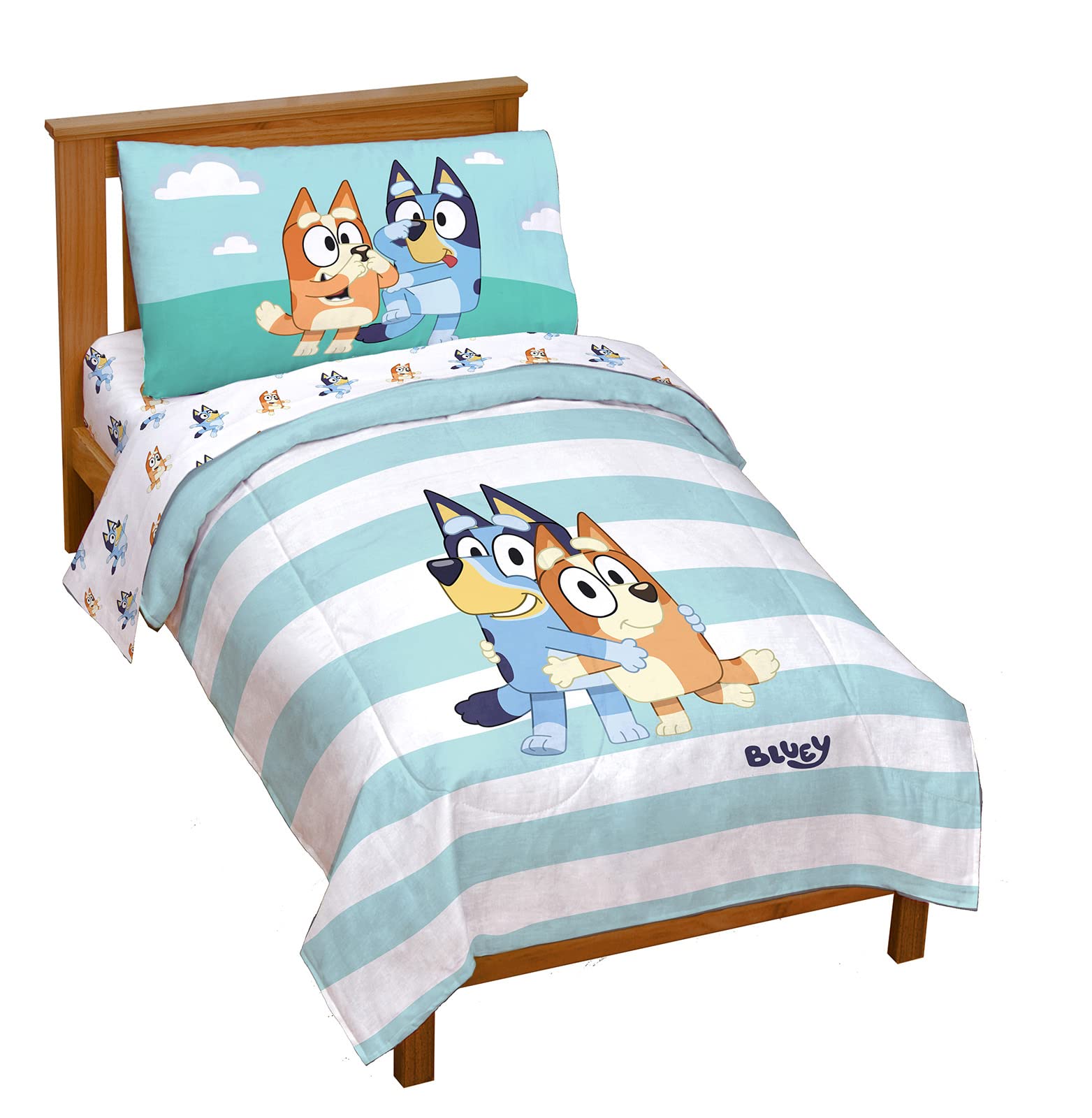 Jay Franco Bluey & Bingo comforter with playful design for cozy toddler sleep.