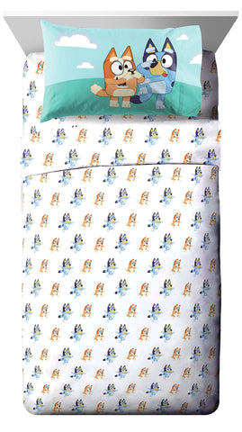Jay Franco Bluey & Bingo flat sheet adds colorful layering for playful rooms.