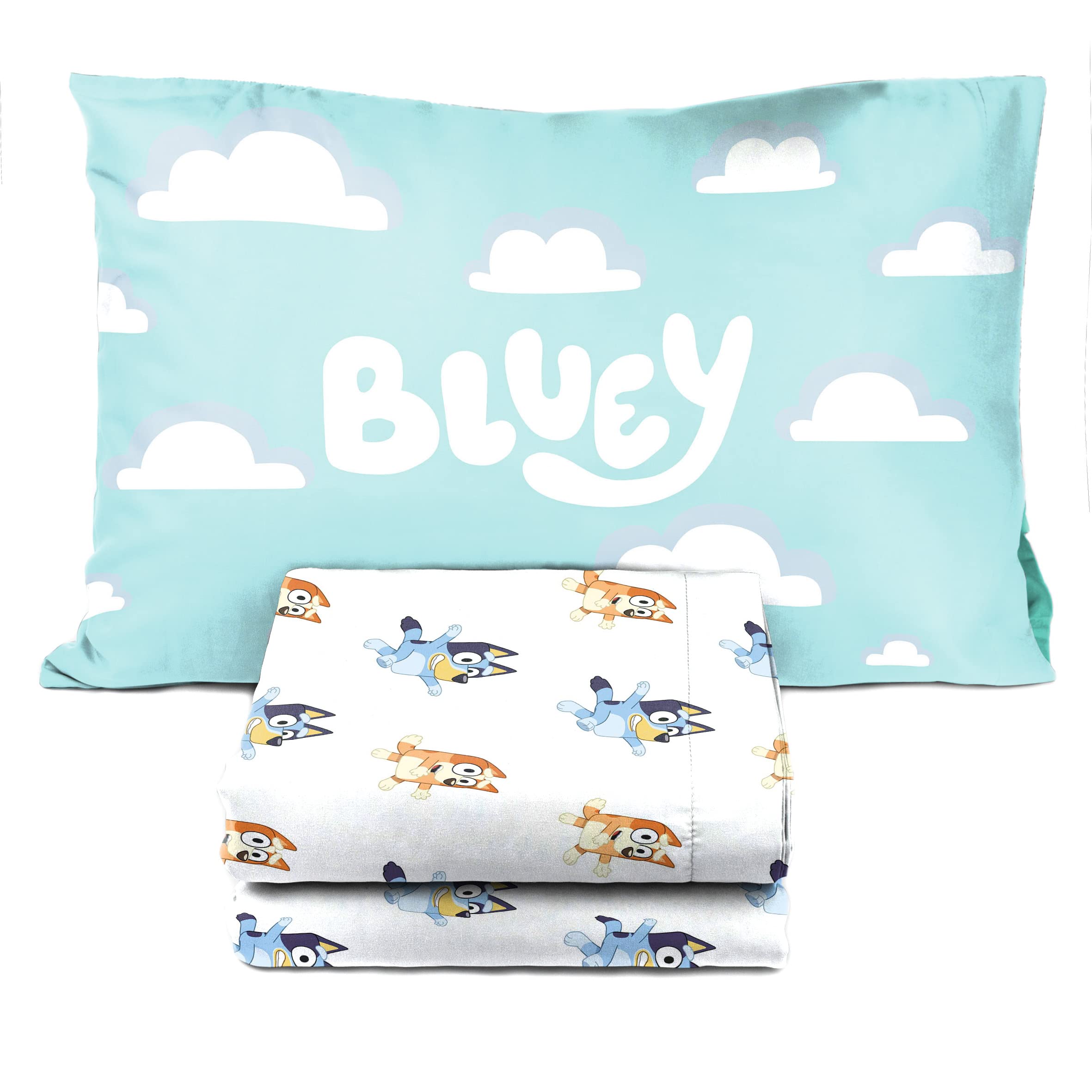 Jay Franco Bluey & Bingo packaging shows gift-ready set for travel or storage.