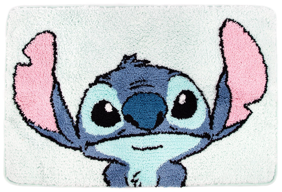 Jay Franco Disney Lilo and Stitch floral bath rug shows bright kid-friendly design.