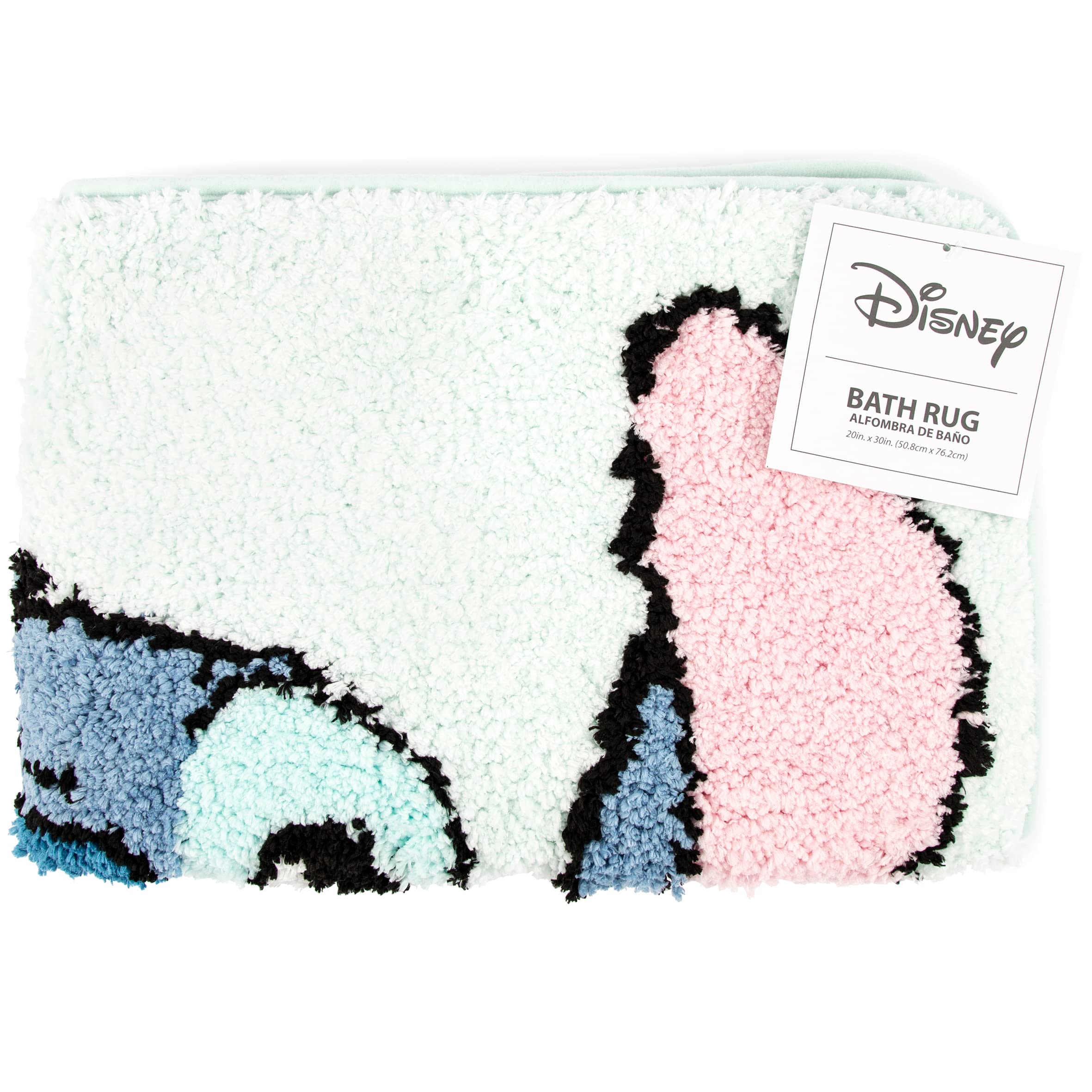 Non-slip latex backing helps keep the rug in place on bathroom floors.