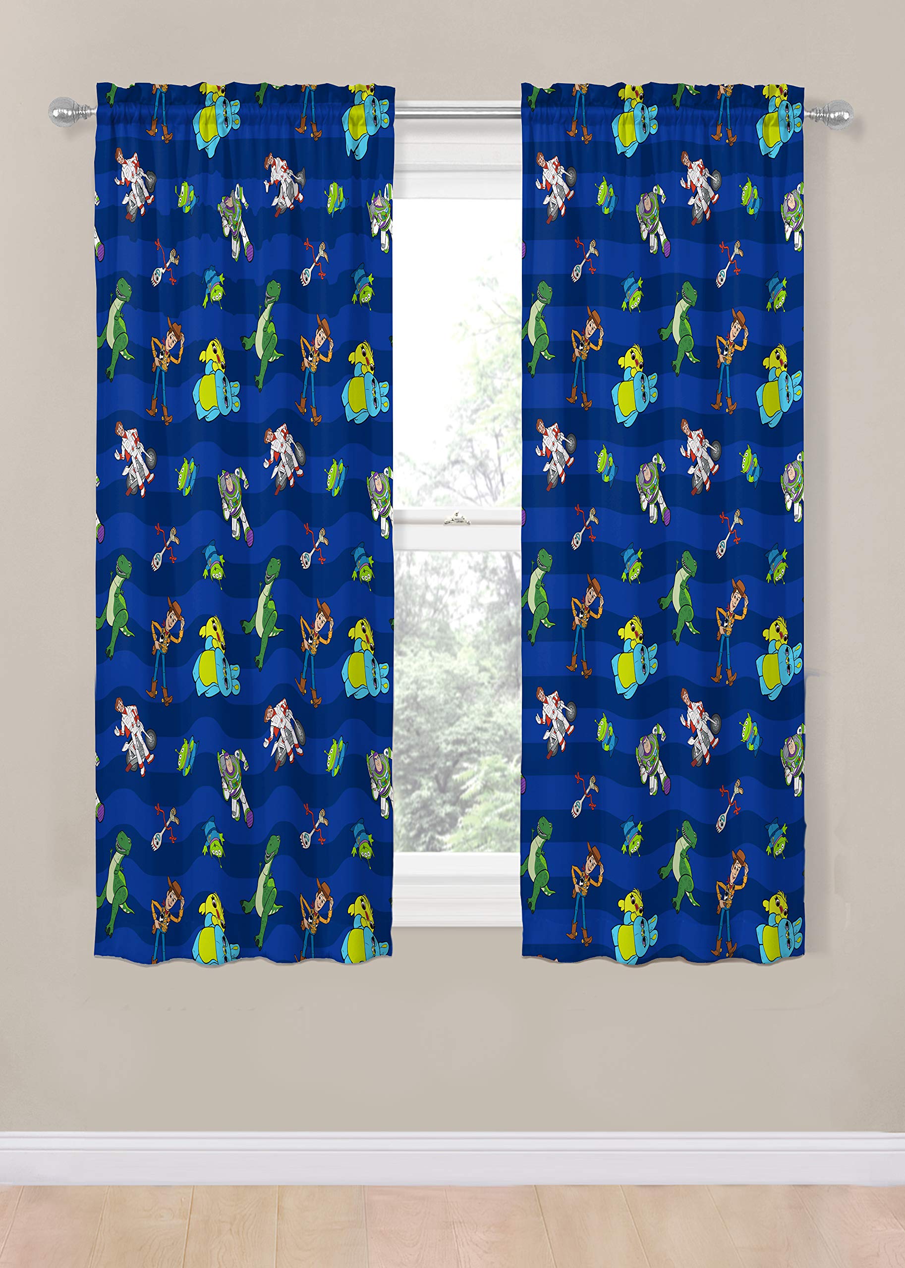 Jay Franco Toy Story drapes with bright graphics for a vibrant kids' room.