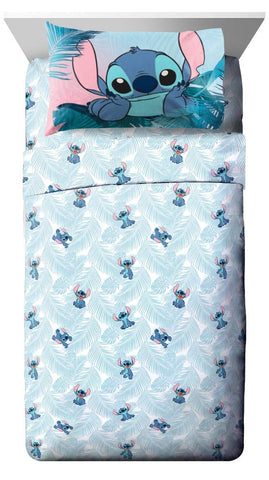 Jay Franco Lilo & Stitch fitted sheet with a deep pocket for a secure fit.