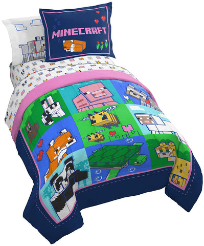 Jay Franco Minecraft Animal Patch comforter with vibrant animal mobs for kids' room decor