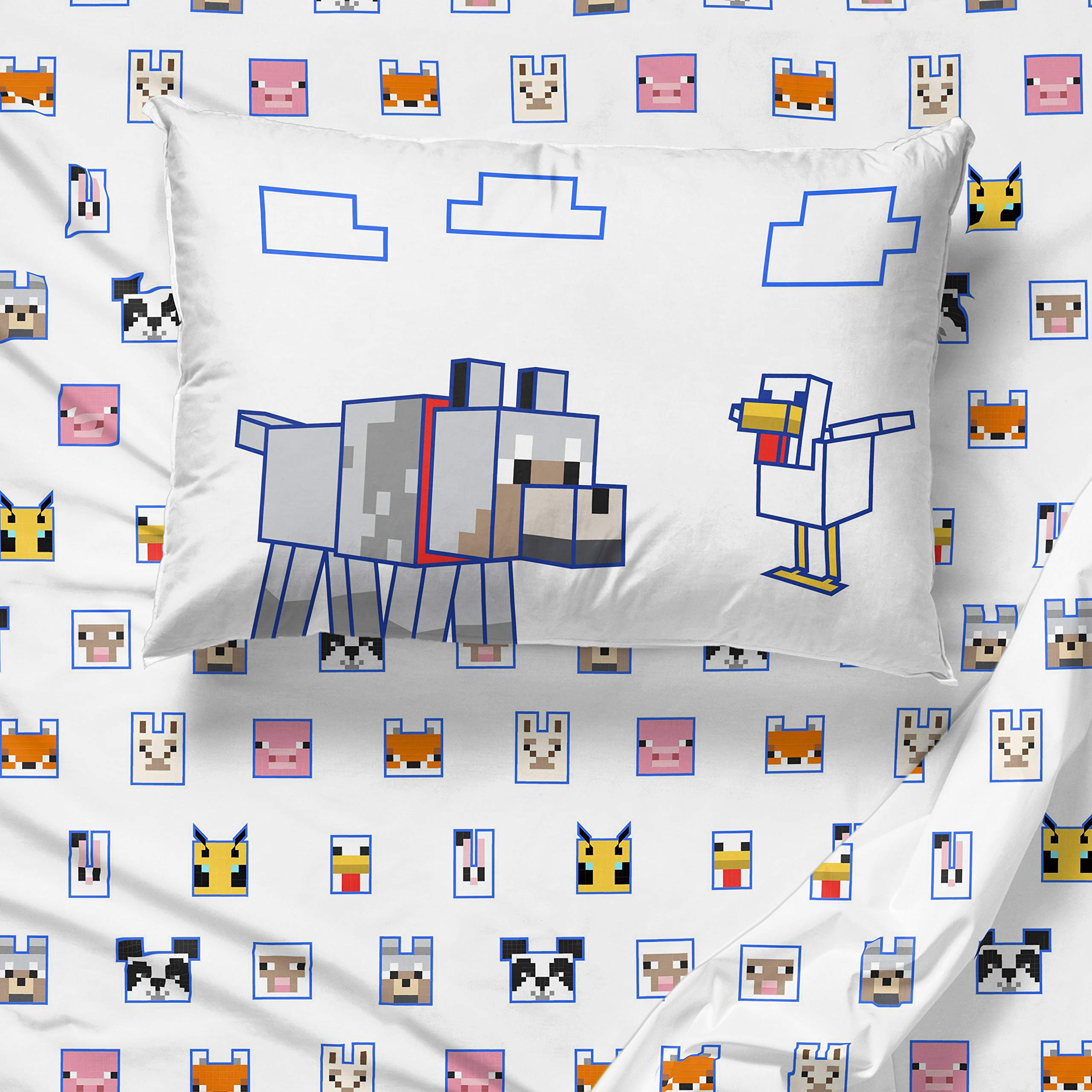 Jay Franco Minecraft Animal Patch sham detail for decorative twin beds