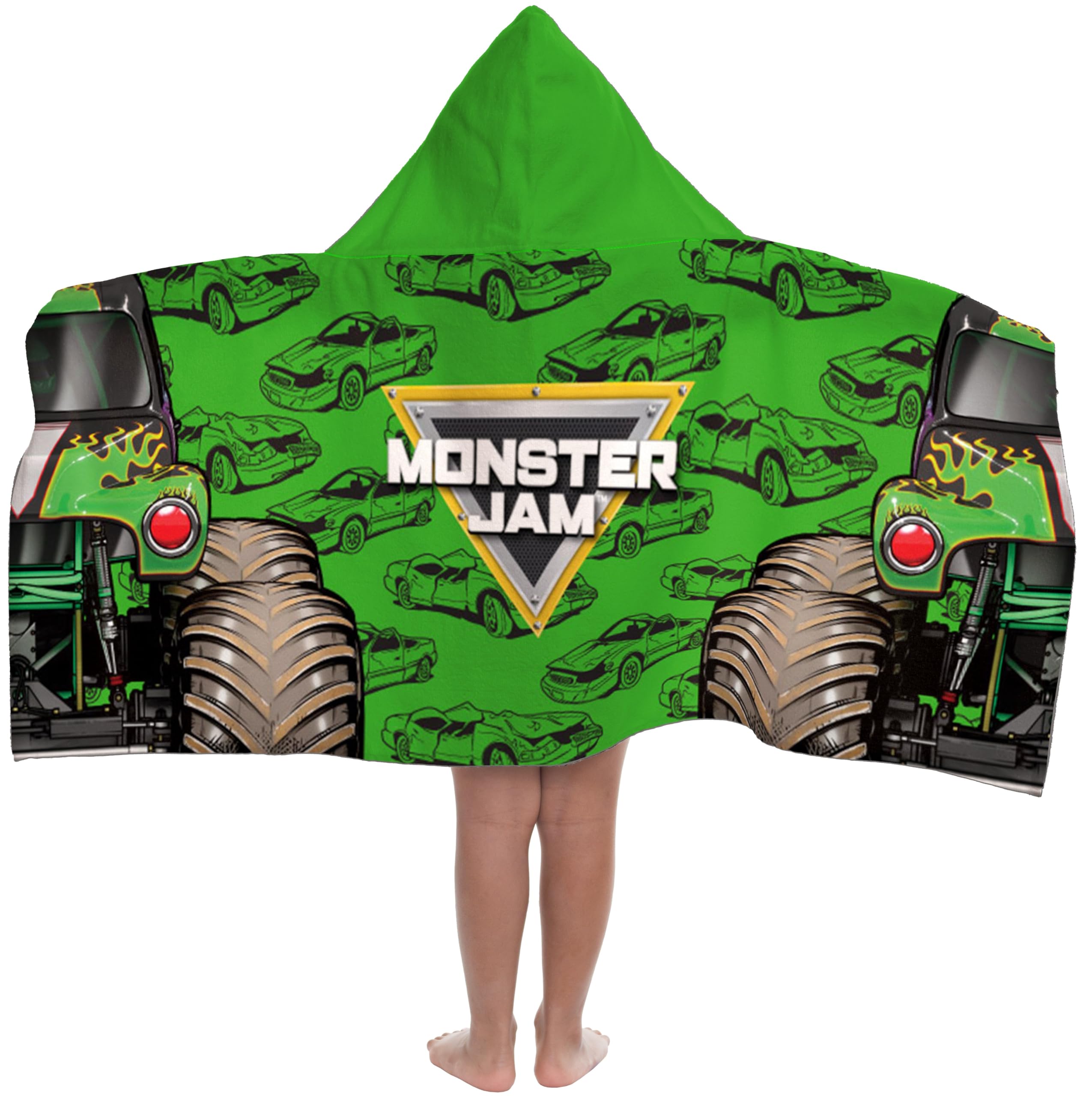 Jay Franco Monster Jam Grave Digger hooded towel 3D hood for cozy after-swim warmth