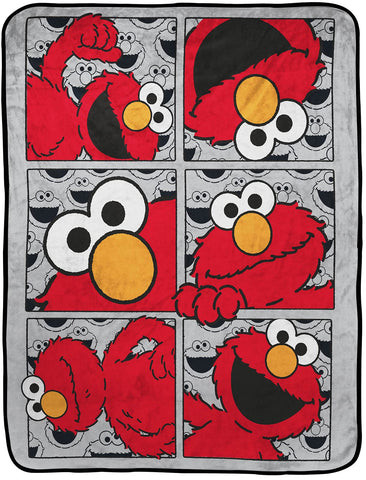Jay Franco Sesame Elmo throw blanket front view shows a soft cozy 40x50 design