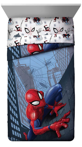 Jay Franco Spider-Man bedset twin fitted sheet keeps sleep surface snug and durable.