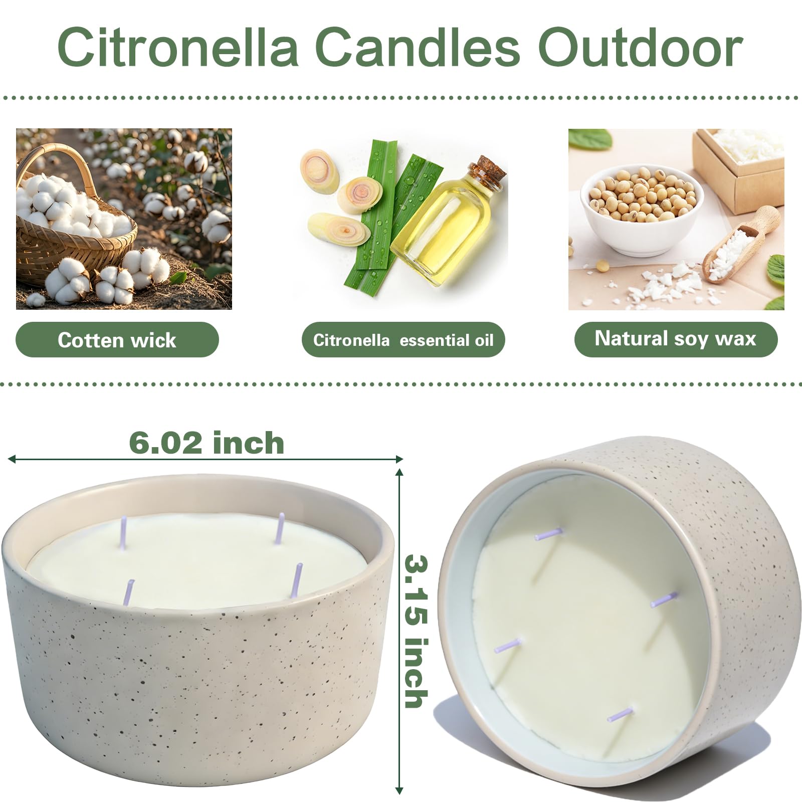 Jayhanvoe citronella candle provides steady scent for backyard gatherings.