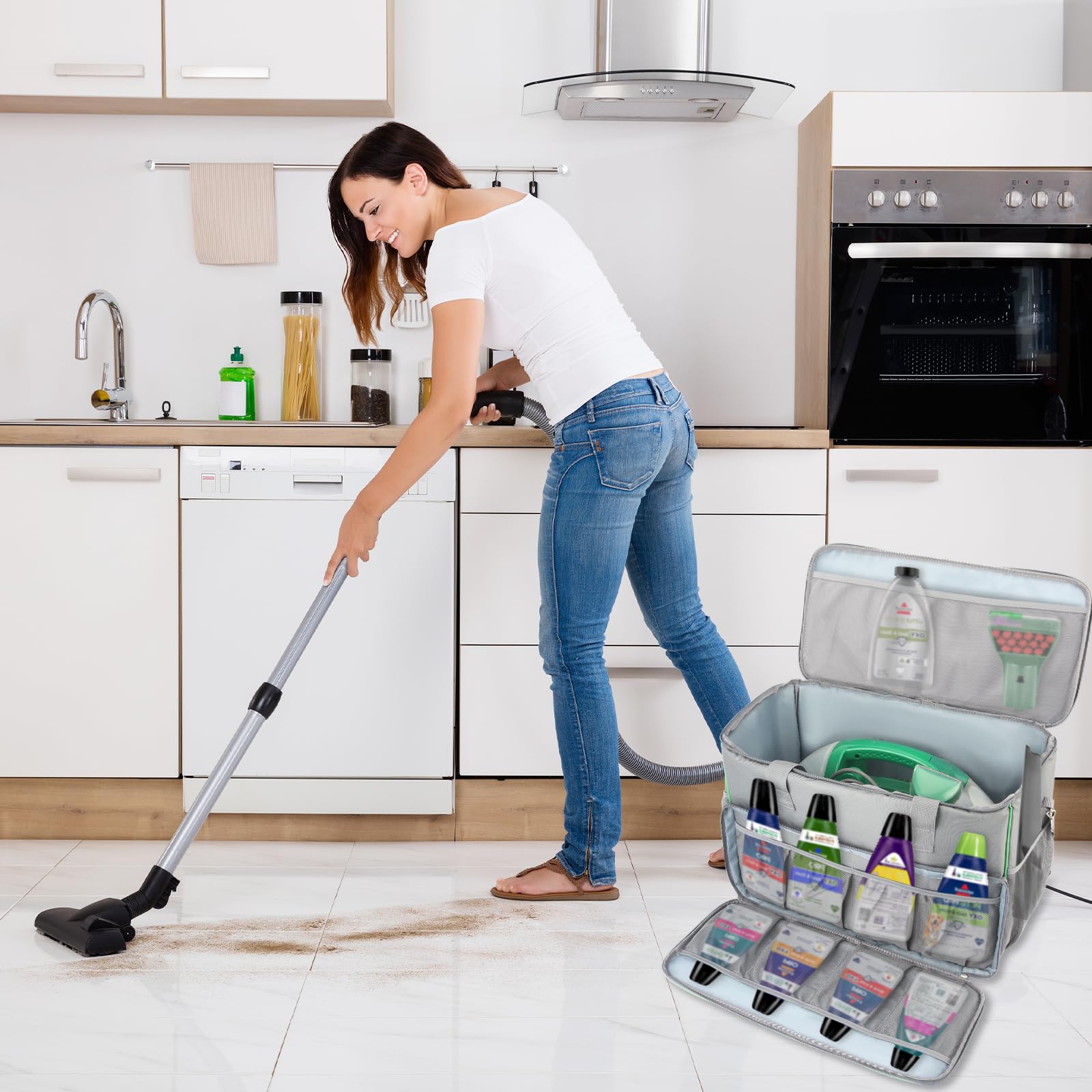JAYOBGO carry bag for Bissell Little Green 1400B dust-resistant finish prevents grime buildup.