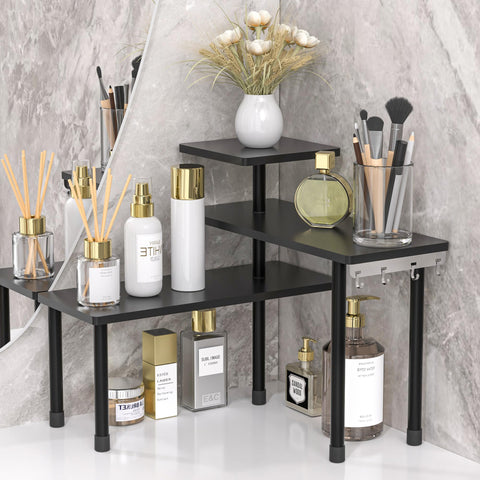 JayRex countertop corner shelf with 3-tier design for compact bathroom or vanity storage
