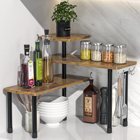 JayRex 3-tier movable corner shelf for countertop organization.