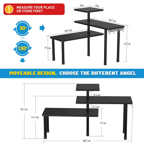 JayRex moveable storage shelf saves counter space and adapts easily