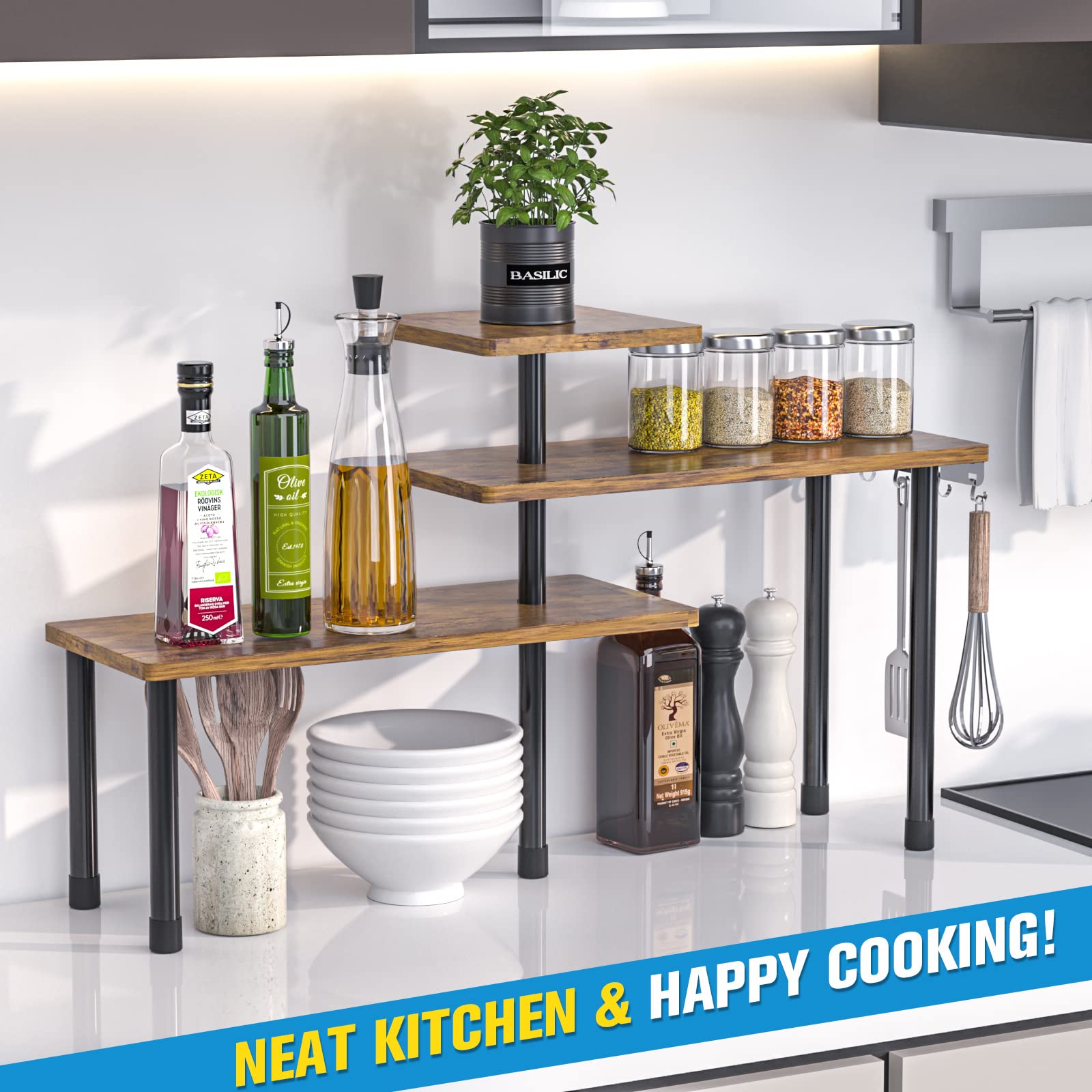 JayRex spice rack and coffee station organizer keeps essentials accessible.