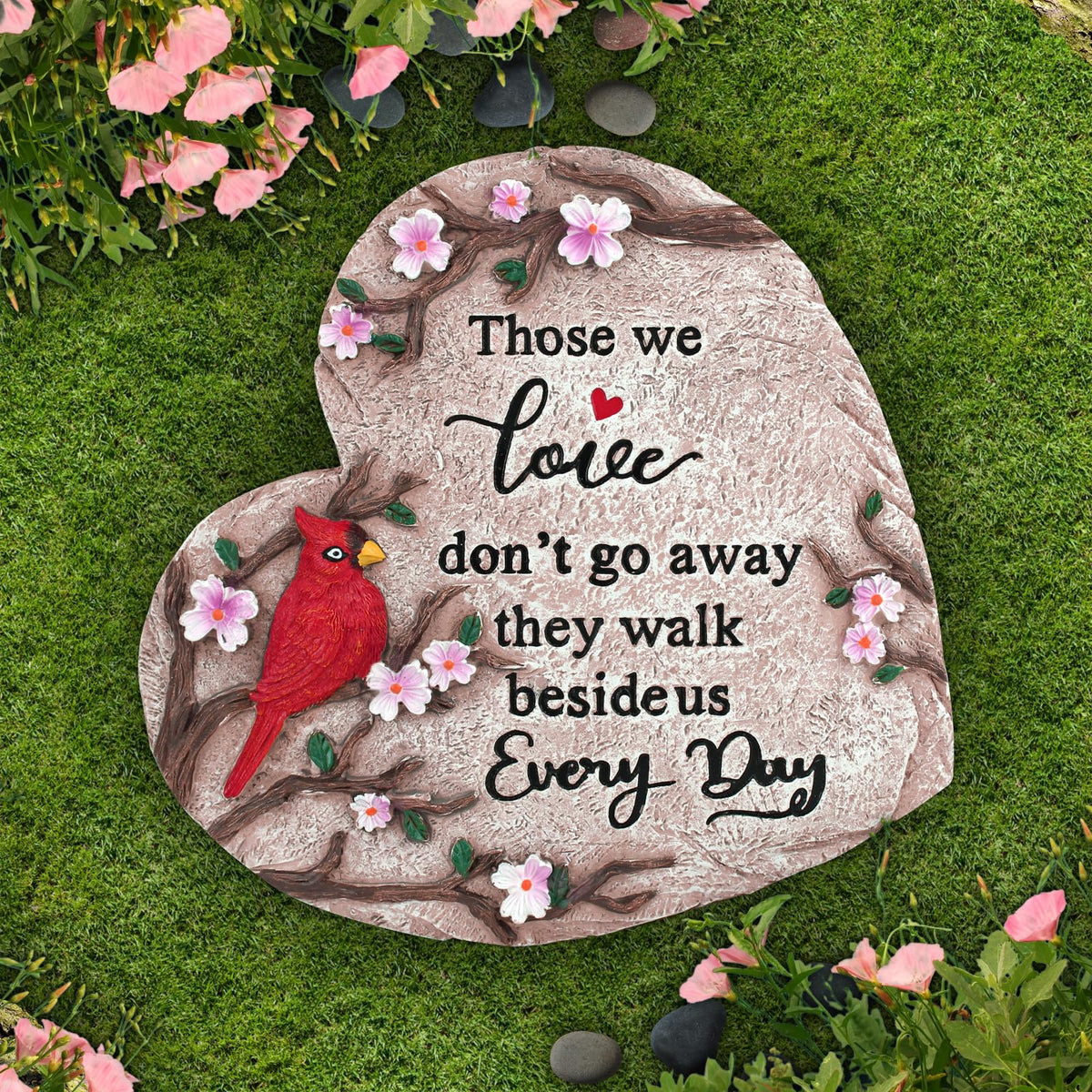 Jazcimdo heart memorial stone, 10 inch size, a timeless garden and home keepsake.