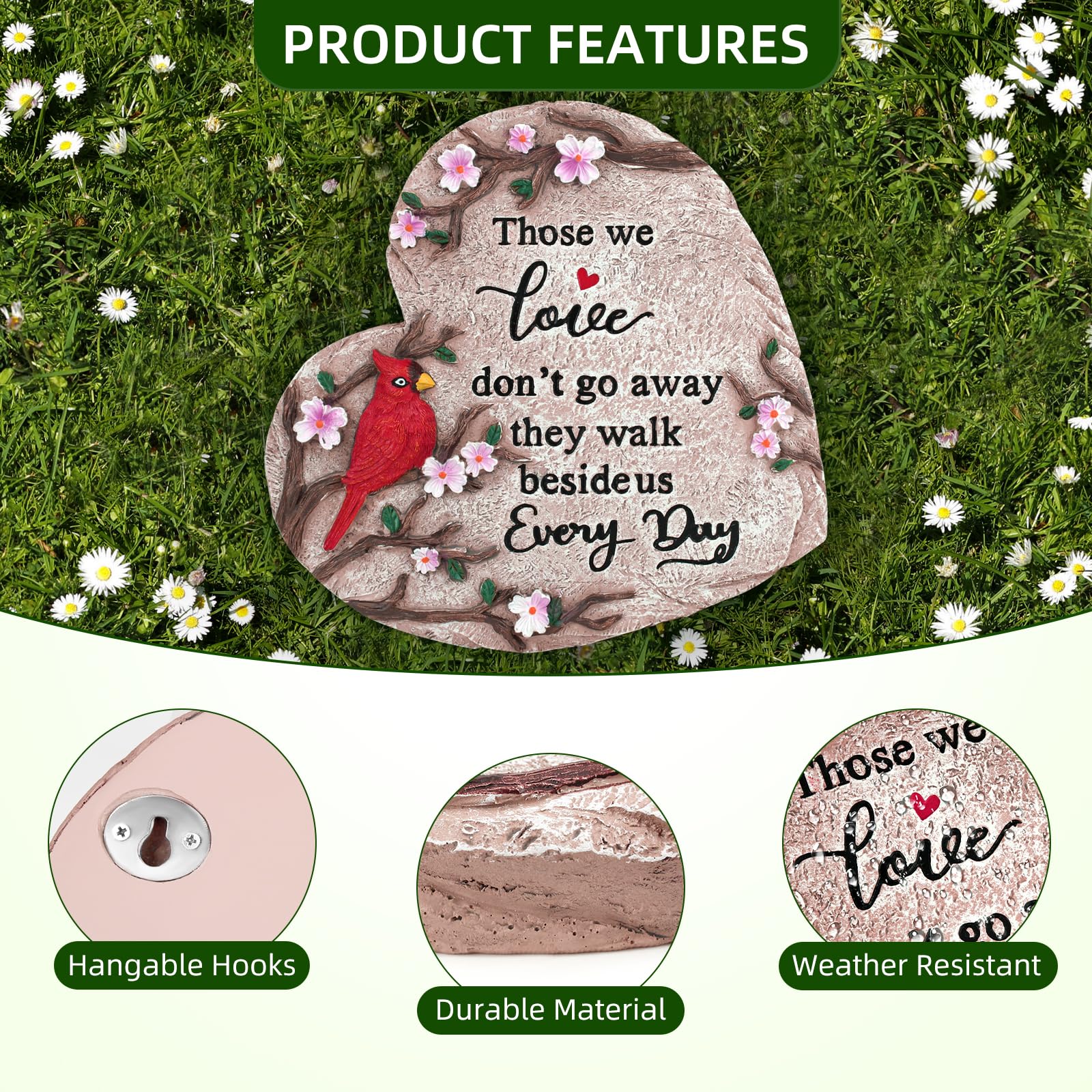 Jazcimdo memorial stone engraved with a comforting quote for daily remembrance.