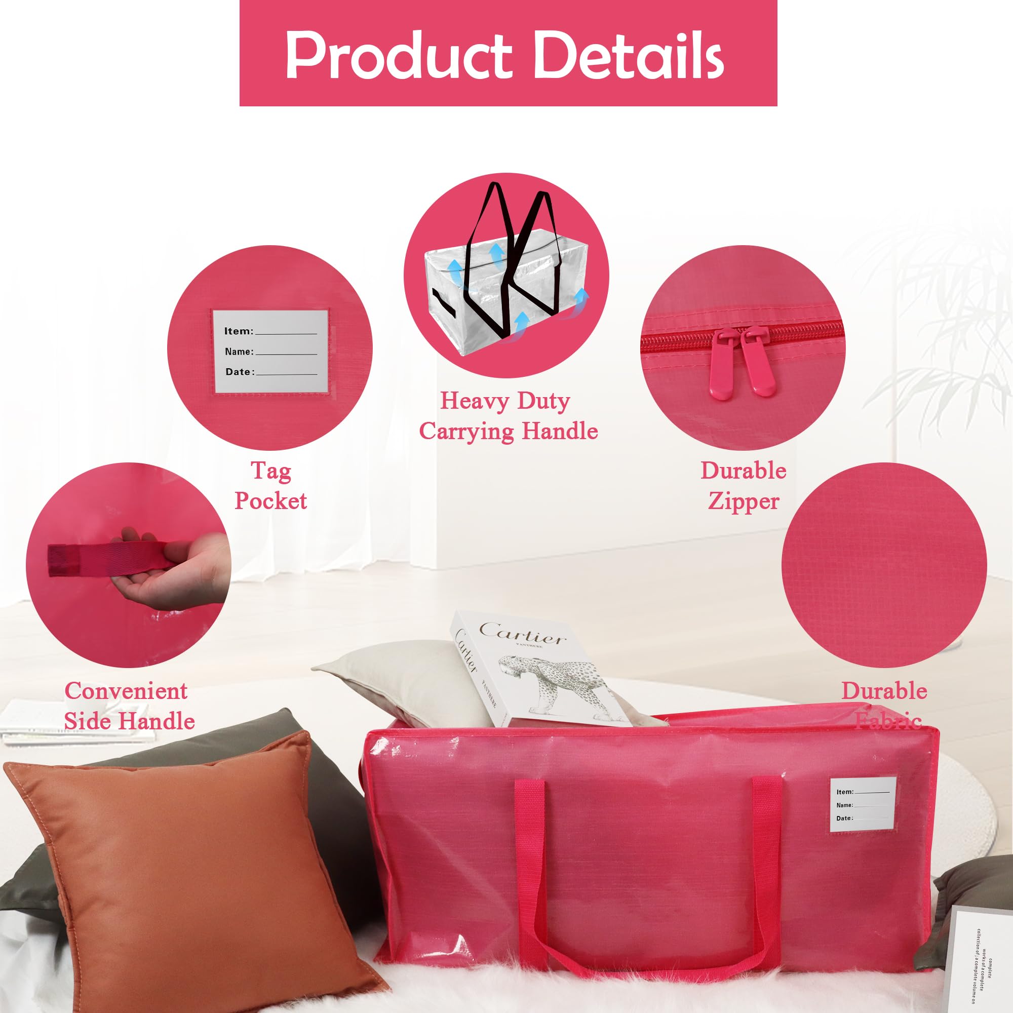 JCBZAMZ wide-mouth zipper bags for easy packing of clothes.