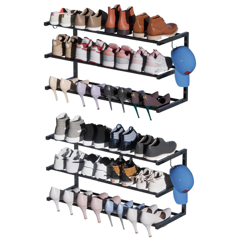 Jchccu 2-pack wall-mounted shoe rack extended for space-saving entryway organization.
