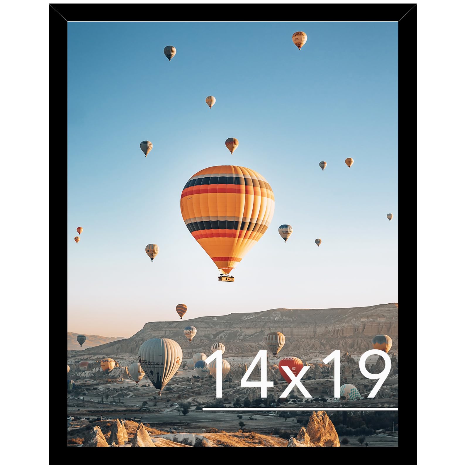 JCJMY 14x19 black frame front view highlights secure photo fit for vibrant displays