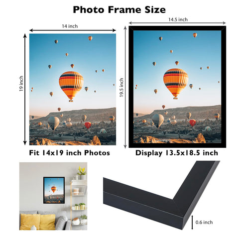 JCJMY 14x19 black frame horizontal hanging demonstrates wall-ready display