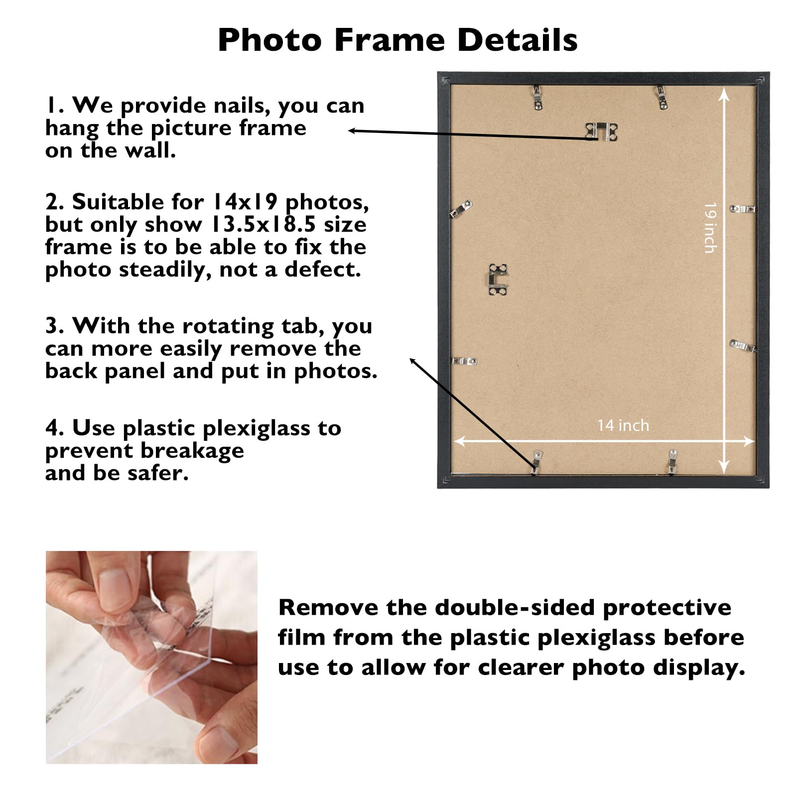 JCJMY 14x19 black frame vertical hanging enables flexible portrait layout