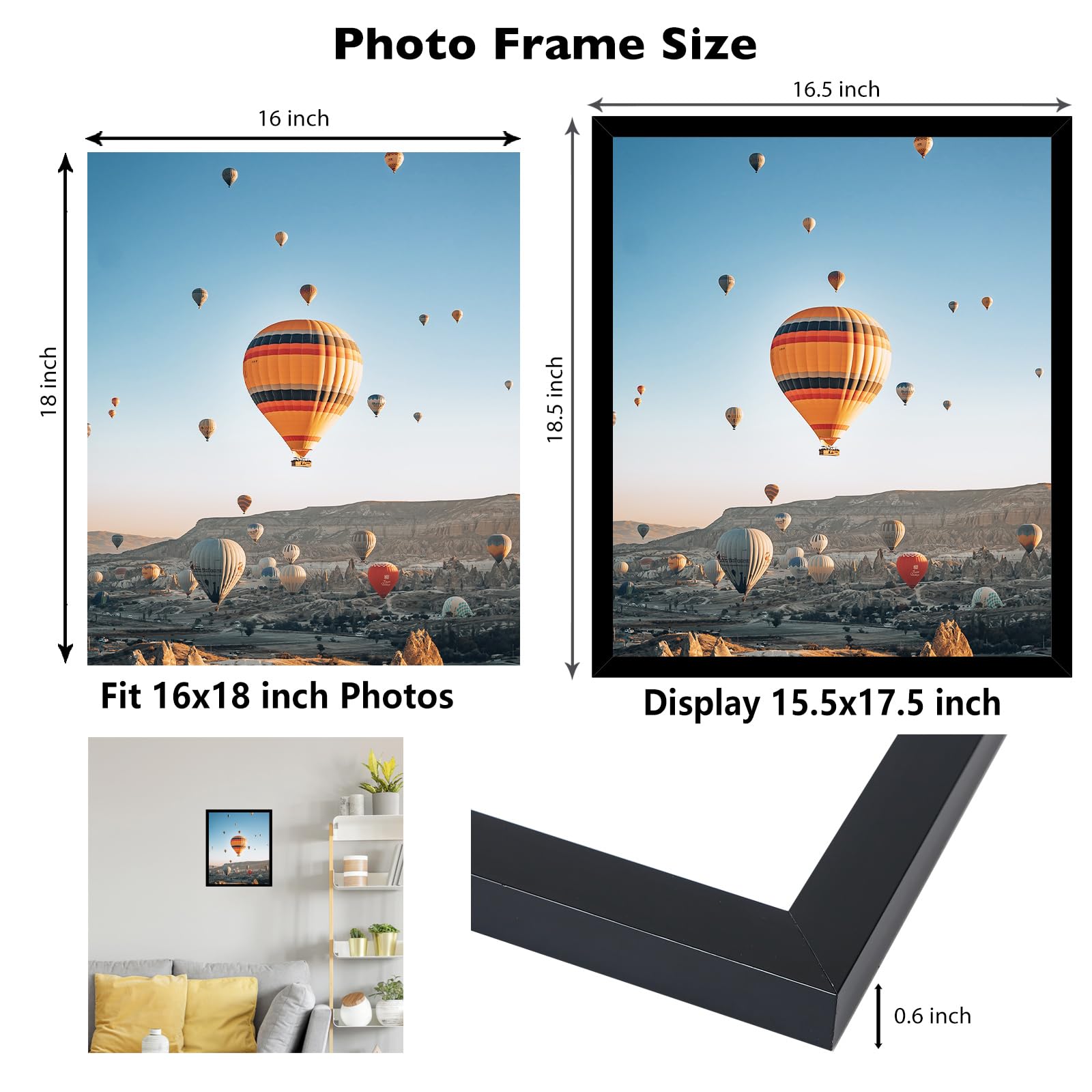 JCJMY 16x18 black frame back hanging-ready demonstrates horizontal or vertical display.