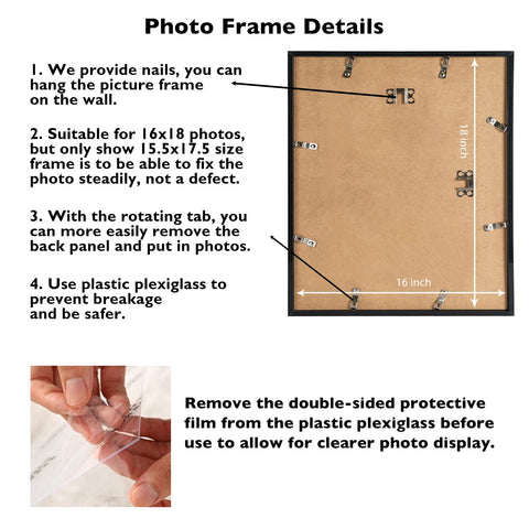 JCJMY 16x18 black frame horizontal mount for versatile wall orientation.