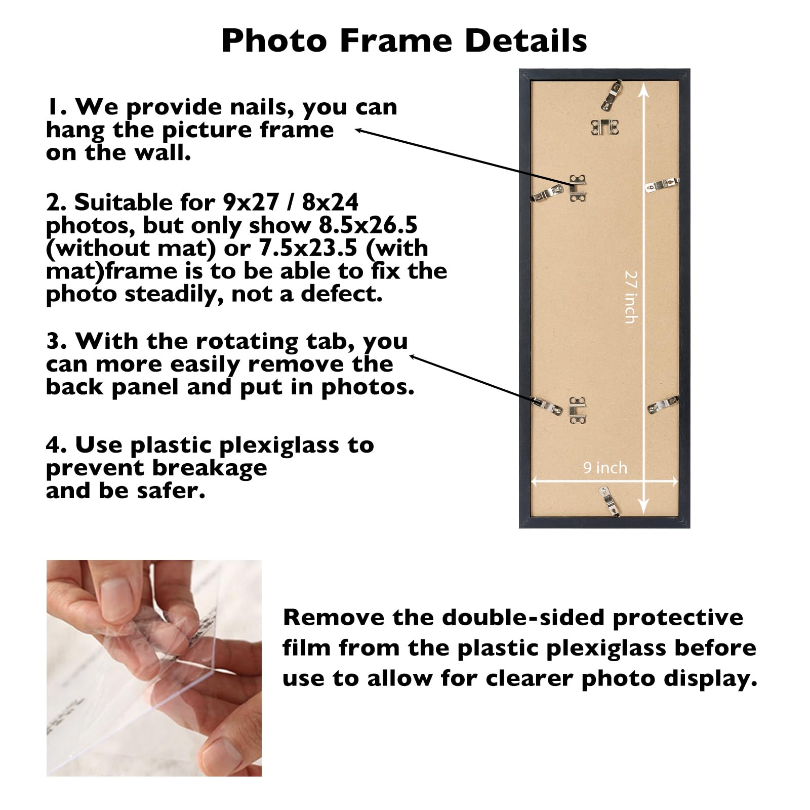 JCJMY wall-mountable frame supports vertical or horizontal hanging.