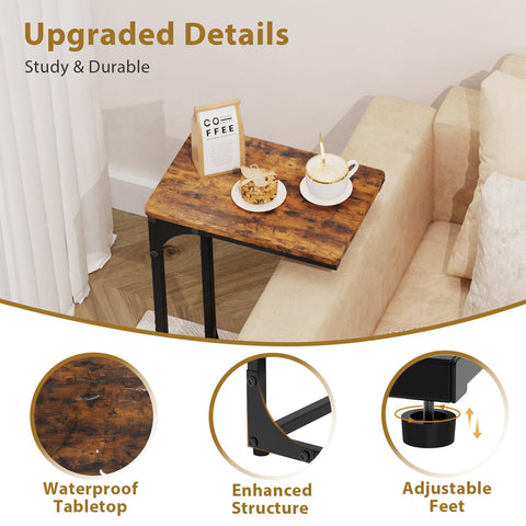 JCMCDO Narrow C-Shaped End Table beside the bed as a compact nightstand