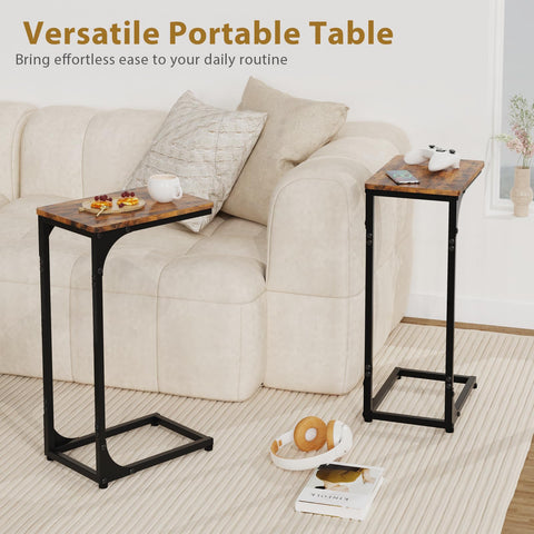 JCMCDO Narrow C-Shaped End Table placed under a couch for easy reach