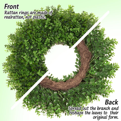 JDKPK boxwood wreath used as office decor for a fresh look