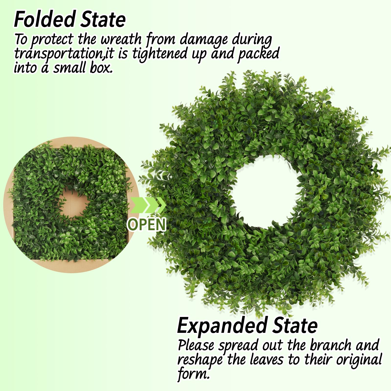 JDKPK 26 inch wreath on a porch for outdoor ambiance