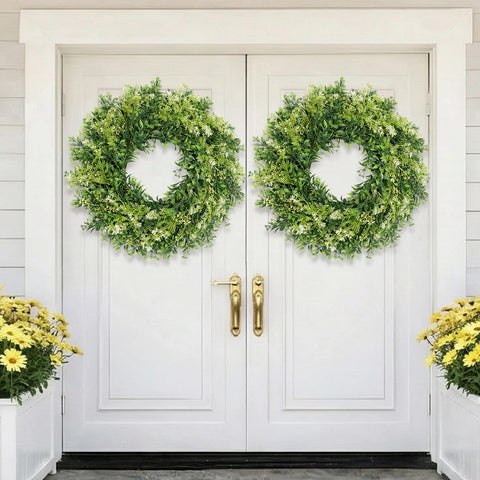 JDKPK artificial greenery wreath suitable for indoor and outdoor display.