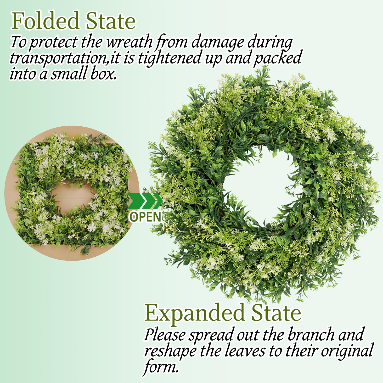 JDKPK large spring wreath ideal for living rooms and entryways.