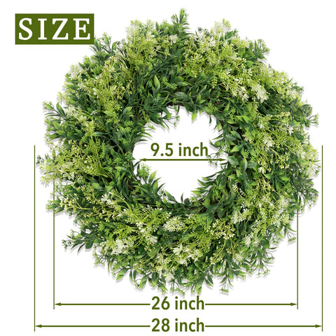 JDKPK wreath with lavender and baby’s breath adds color and texture.