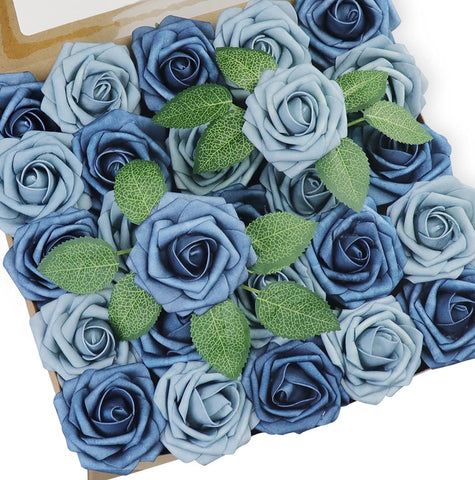 Jdsour dusty blue foam rose bouquet detail for wedding decor