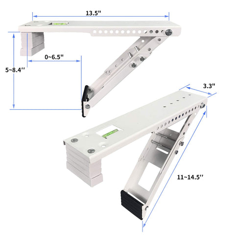 JEACENT AC bracket mounted on sill with level bubble illustrating proper alignment.