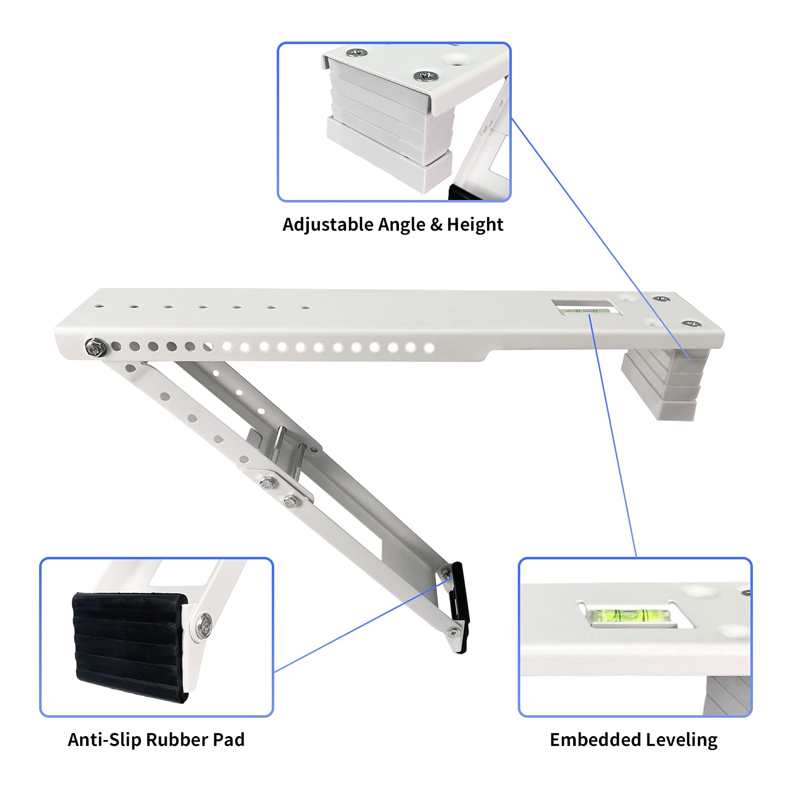 JEACENT heavy-duty bracket supports up to 165 lbs with precise bubble level.