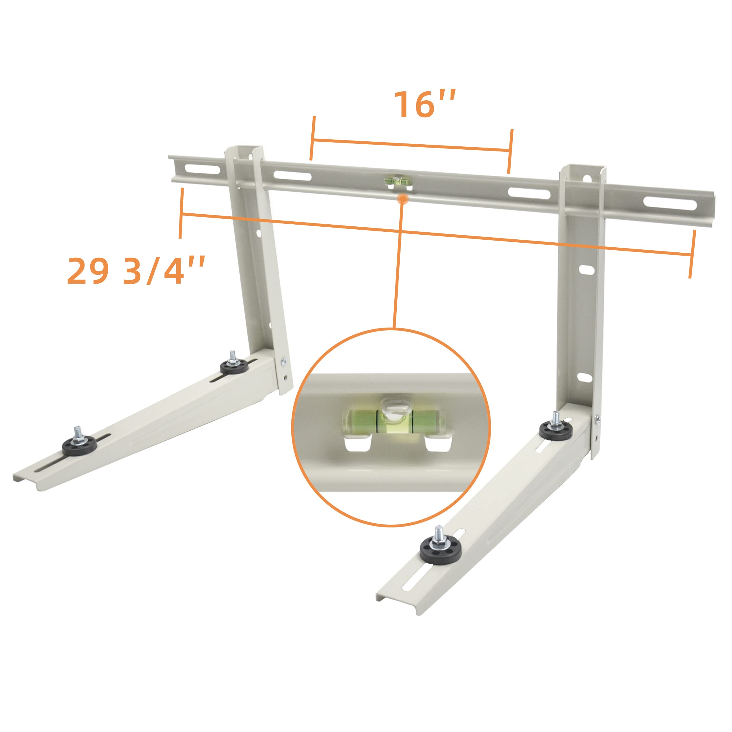 JEACENT mini-split bracket shows precise perpendicular alignment for level condenser