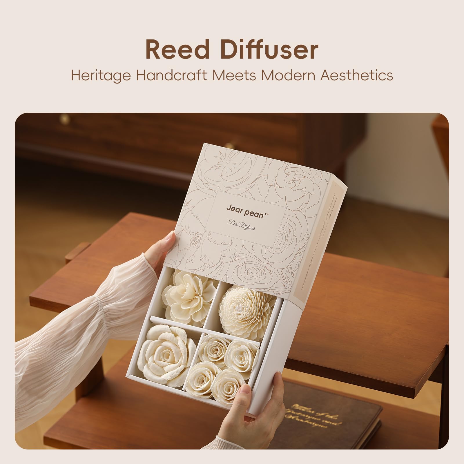Rattan diffuser reeds provide elegant height variation in a vase.
