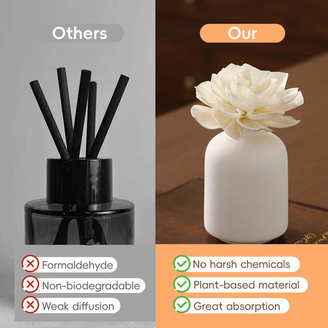 Dahlia sola wood flower as part of the diffuser collection.