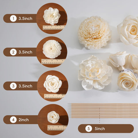 Mini rose sola wood flower sample for decorative diffusion