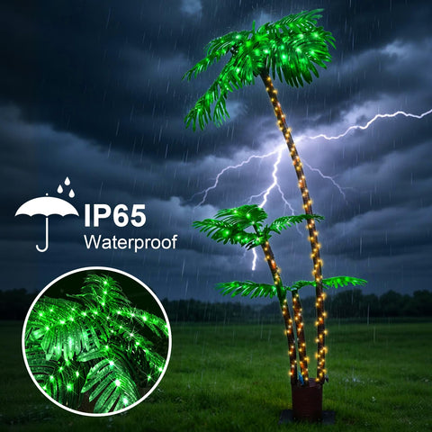 JEAYYDSI palm tree features 219 LEDs for vibrant day and night illumination.