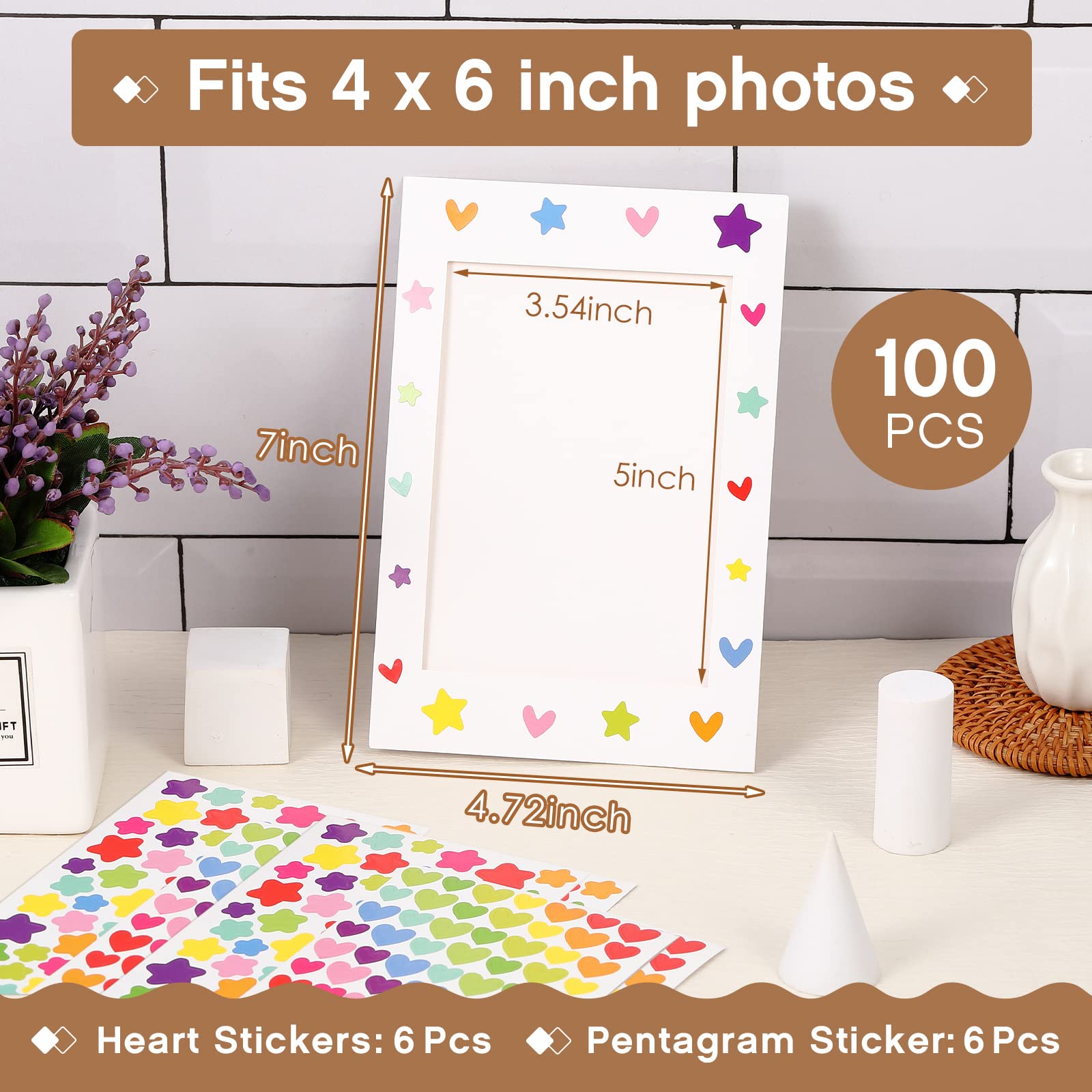 Jecery 100-piece kid art frames set with DIY stickers