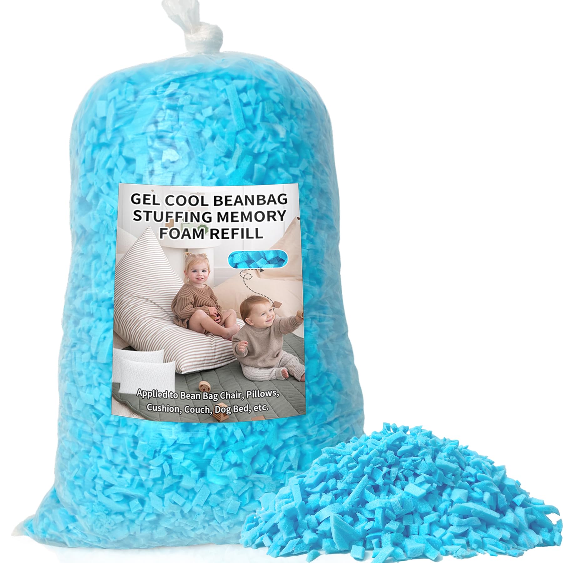 Jecqbor bean bag filler compressed packaging expands to usable volume.