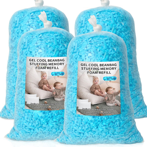 Jecqbor memory foam bean bag filler expands after unpacking for plush, supportive seating.