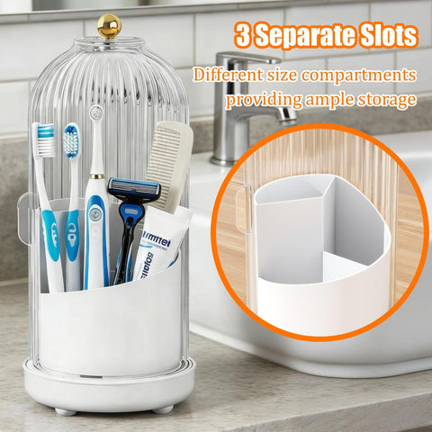 JEESA holder sits on bathroom countertop in white finish