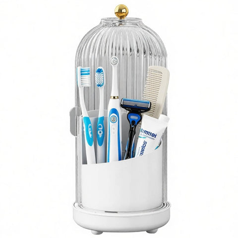 JEESA toothbrush holder with drainage tray keeping the counter dry