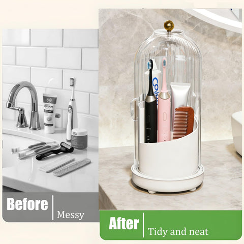 JEESA white finish toothbrush organizer blends with decor